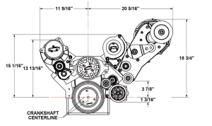 SBC Accessory drive kit w/ all accessories & high mount supercharger (Front View)